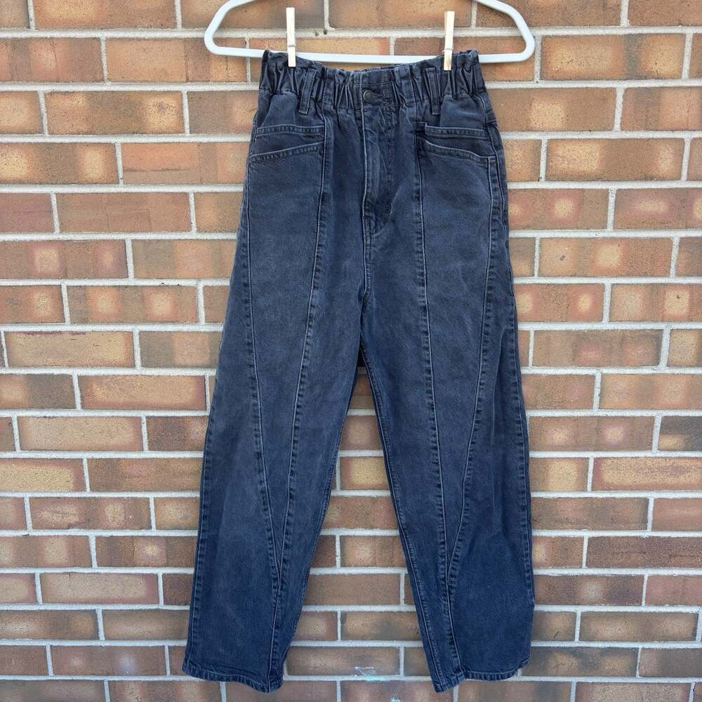 Free People We The Free Womens XS Powell Boyfriend Pull On Jeans Gun Metal Wash